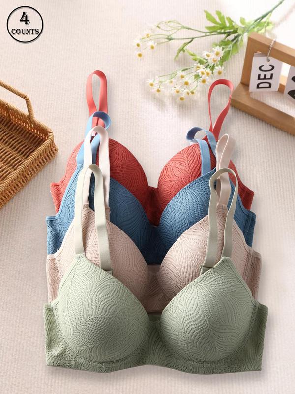 Women's Leaf Pattern Push Up Bra, Adjustable Strap Underwire Summer Bra, Comfortable Breathable Lingerie for All Seasons, Bras for Women 5