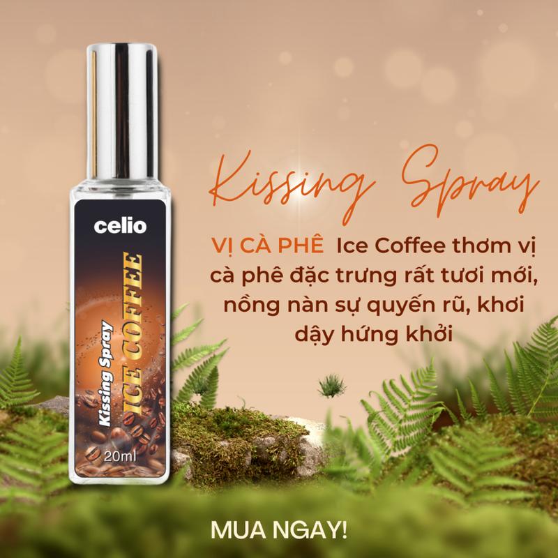 Xịt Thơm Miệng Love Spray Kissing Spray CELIO Hương Juicy Kiss vị Đào, vị Bạc Hà, Vị cafe bùng nổ nụ hôn nồng cháy Xịt Miệng Trà Nữ 5