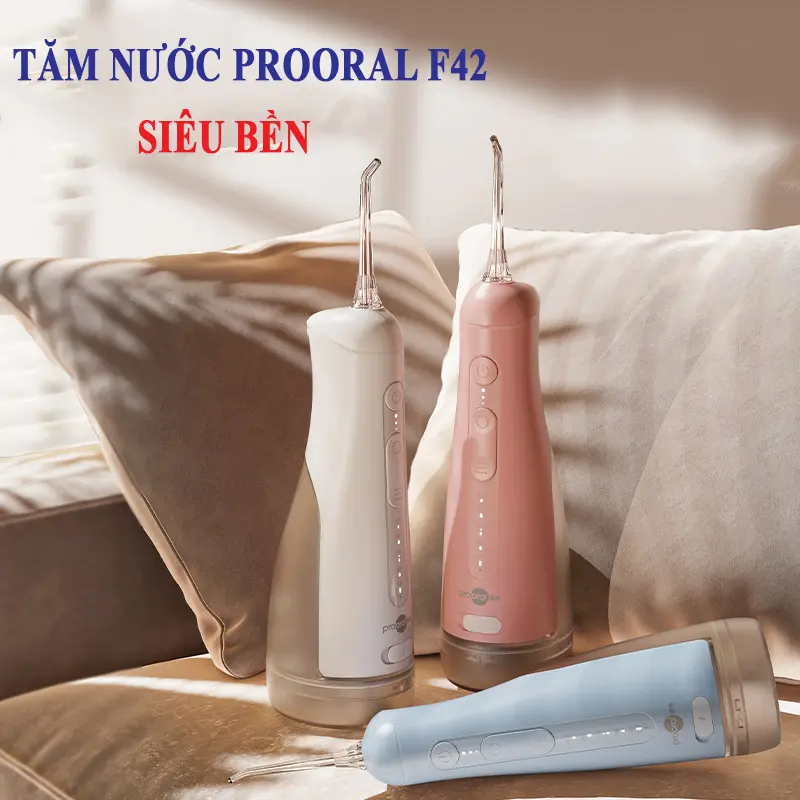 Tăm nước Prooral F42 dòng cao cấp siêu bền, máy cầm chắc chắn, chống nước