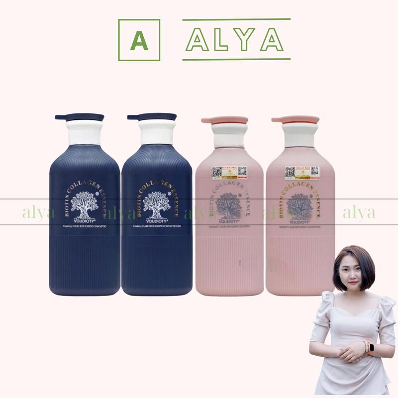 Dầu gội xả Biotin Collagen Pink - Blue 500ML x 2 phục hồi tóc khô sơ hư tổn hương nước hoa dành cho nam và nữ Women