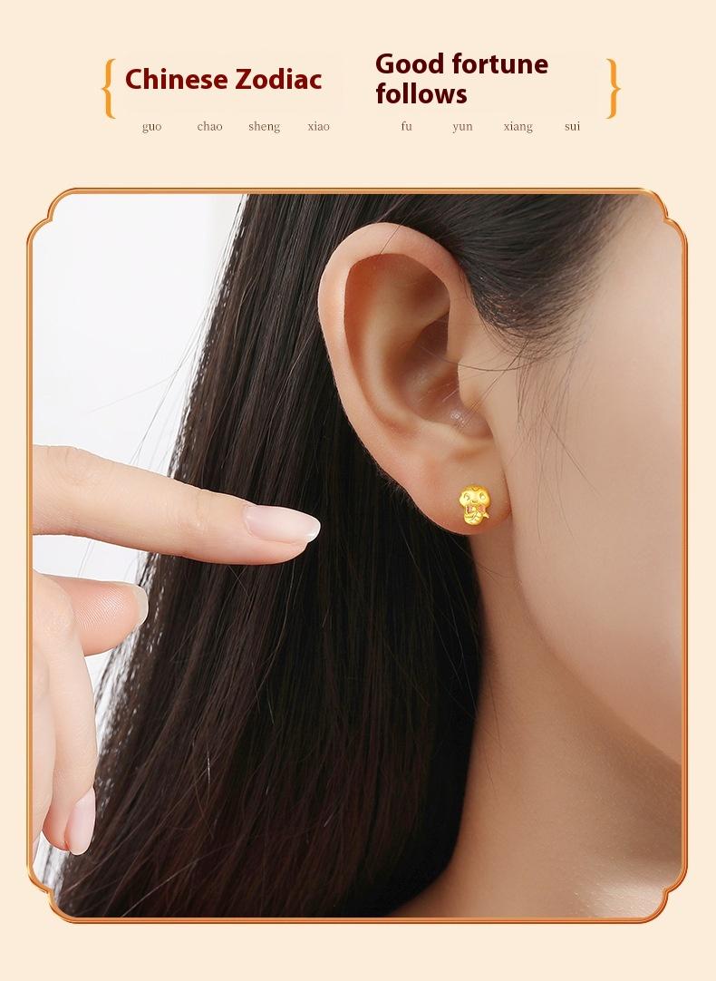 Product Introduction of Chinese Zodiac Earrings for Women S925 Sterling Silver New Chinese Style National Trend Chinese Zodiac Snake Year of the Zodiac Earrings miduoduo 3
