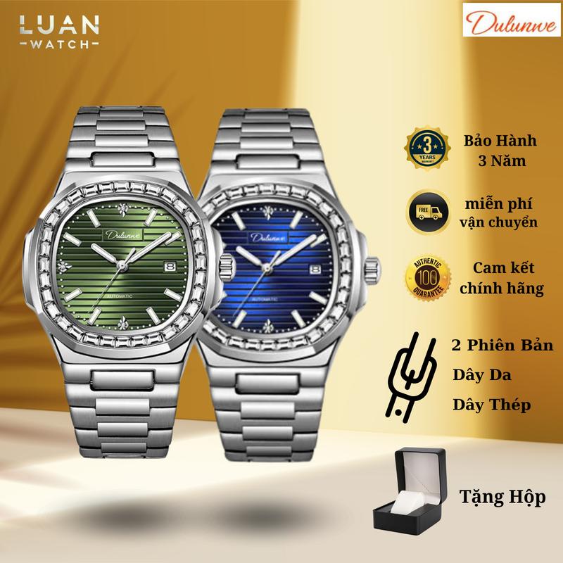 [Bản Luxury CX-6043B] Đồng hồ cơ nam Dulunwe Patech tàu ngầm đính đá mẫu mới 2024 size mặt 40mm 5ATM (Full Box, bảo hành chính hãng) Watch Đeo Tay