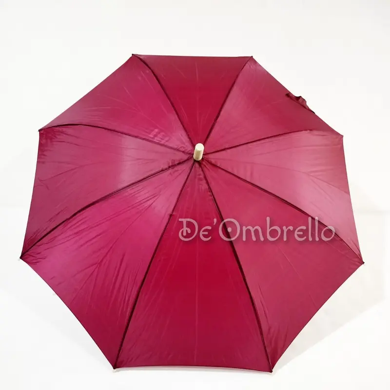 (041B)Payung Standard Warna Polos Gagang Kayu Premium Merah Putih Orange Putih/Payung Tongkat/Payung Polos Premium Quality 2