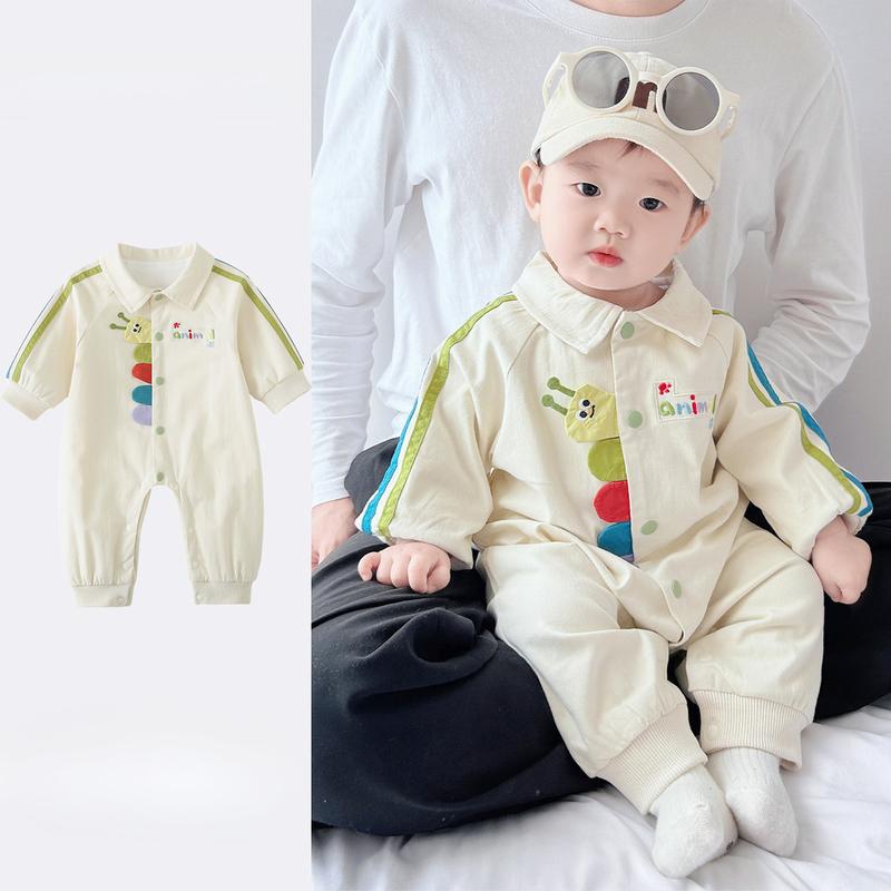  Quần Áo Trẻ Em Mùa Thu Và Mùa Đông Áo Liền Quần Dài Tay Hai Lớp Thích Hợp Cho Em Bé 0-36 Tháng Ấm Áp Và Đẹp Trai Thiết Kế Sâu Bướm Hoạt Hình Lý Tưởng Cho Các Hoạt Động Đi Chơi Áo Liền Quần Phong Cách Hàn Quốc Hàng Mới Về 