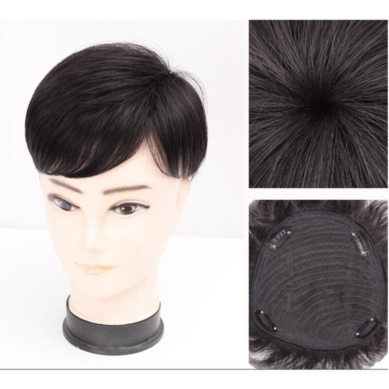 Product Introduction of High end men's wigs, real hair, fake to fake。Short Handsome Korean Style Wig Hairpiece Breathable Forehead Replacement Cover White Hair And Baldness 9