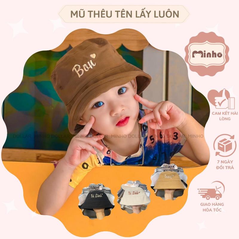 Mũ bucket TẶNG THÊU TÊN cho bé từ 6m đến 10 tuổi, siêu xinh phong cách Hàn Quốc khẳng định phong cách riêng cho bé Hat