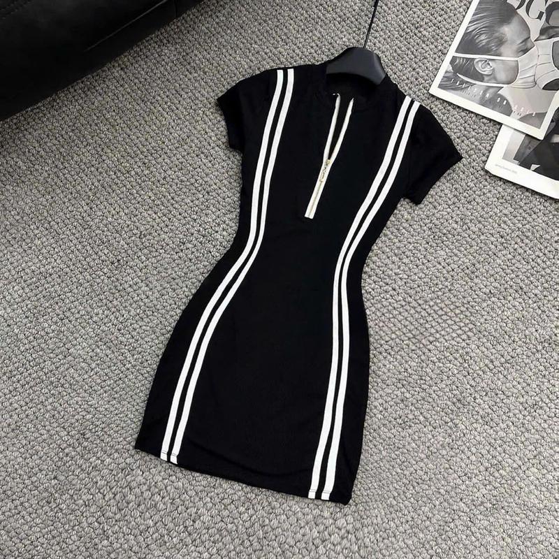 BEVEDA Đầm Body Ôm Sát Sang Trọng Thiết Kế Zip Kéo Chạy Sọc Tôn Dáng Hoàn Hảo, Chất Liệu Gân Cotton Co Giãn Màu Đen, Freesize Dưới 53kg, Thích Hợp Cho Đi Tiệc, Đi Chơi – Form Chuẩn Cho Phái Đẹp Tự Tin Tỏa Sáng 3