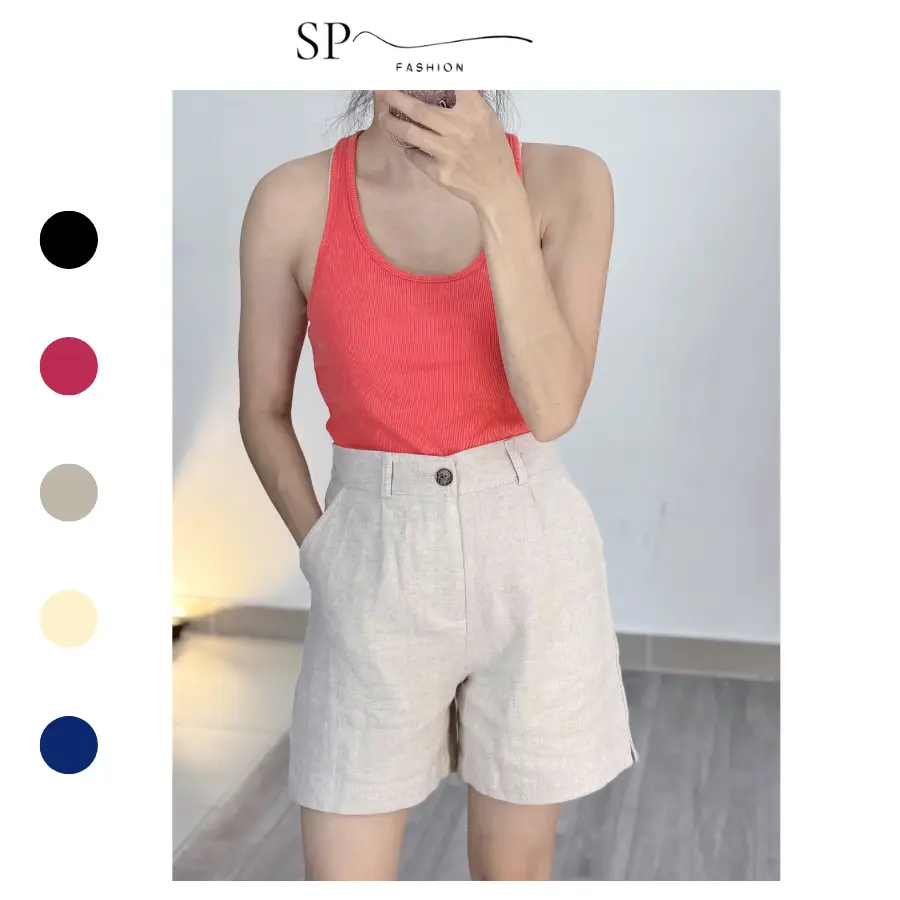 [HÀNG LOẠI 1 - FREE SHIP] - Quần đùi nữ, QUẦN SHORT NỮ CHẤT LINEN rất đẹp, hack dáng, lưng cao, thun sau co giãn - Hình thật shop chụp.