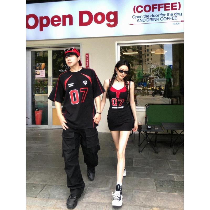 Váy Trang Phục Cặp Đôi, Phong Cách Mỹ, Thiết Kế Đẹp, In Chữ, Bó Sát Vừa Vặn, Áo Thun Dáng Ôm, Dành Cho Nữ, Hợp Xu hướng, Bán Chạy 0