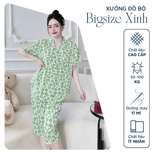 Bộ ngủ bigsize nữ bộ lửng mặc nhà chất lụa mango mềm mát kiểu pijama truyền thống sang trọng dễ mặc mát mẻ 0