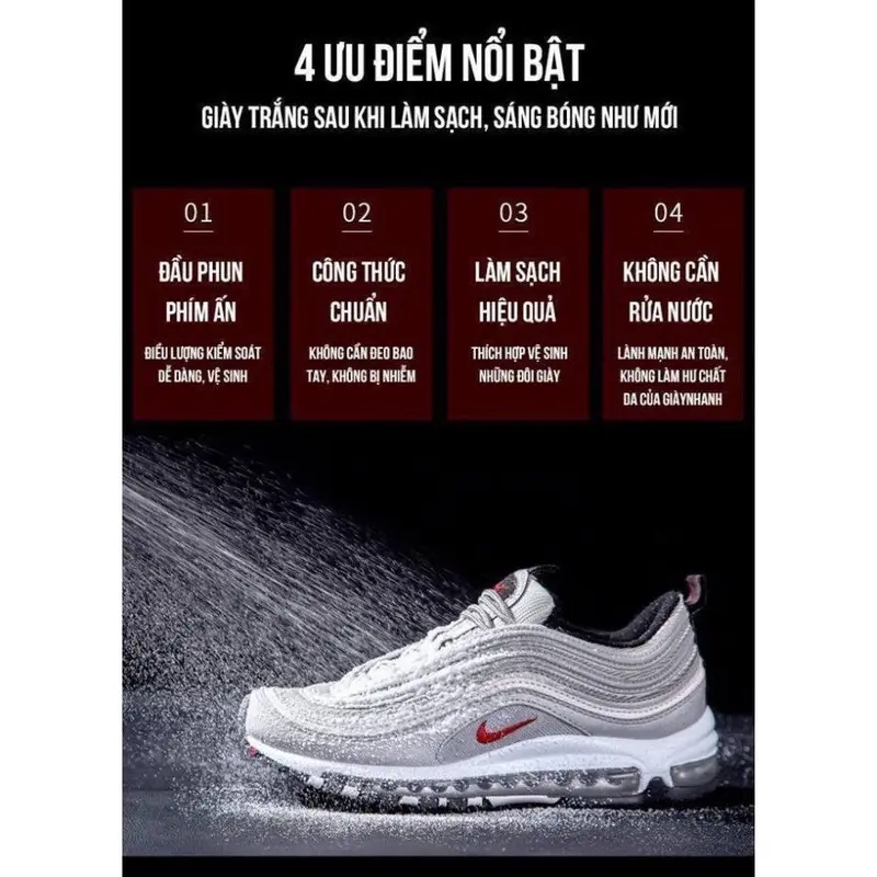 Dung Dịch Vệ Sinh Sneaker 300ml Chai Xịt Tạo Bọt Vệ Sinh Giày Cao Cấp Khử Mùi, Tẩy Trắng Giày Dép, Túi Xách Siêu Tốc 3