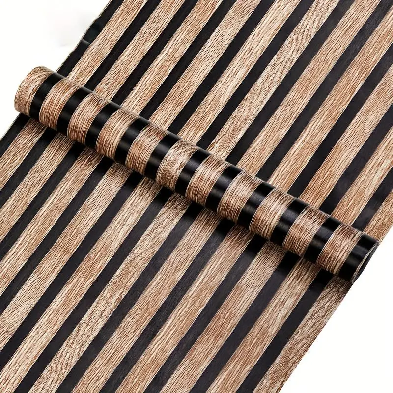 Wood Grain Pattern Self Adhesive Wall Sticker, 1 Roll Removable Wall Decal, Decorative Sticker for Home Living Room Bedroom Cabinet 2