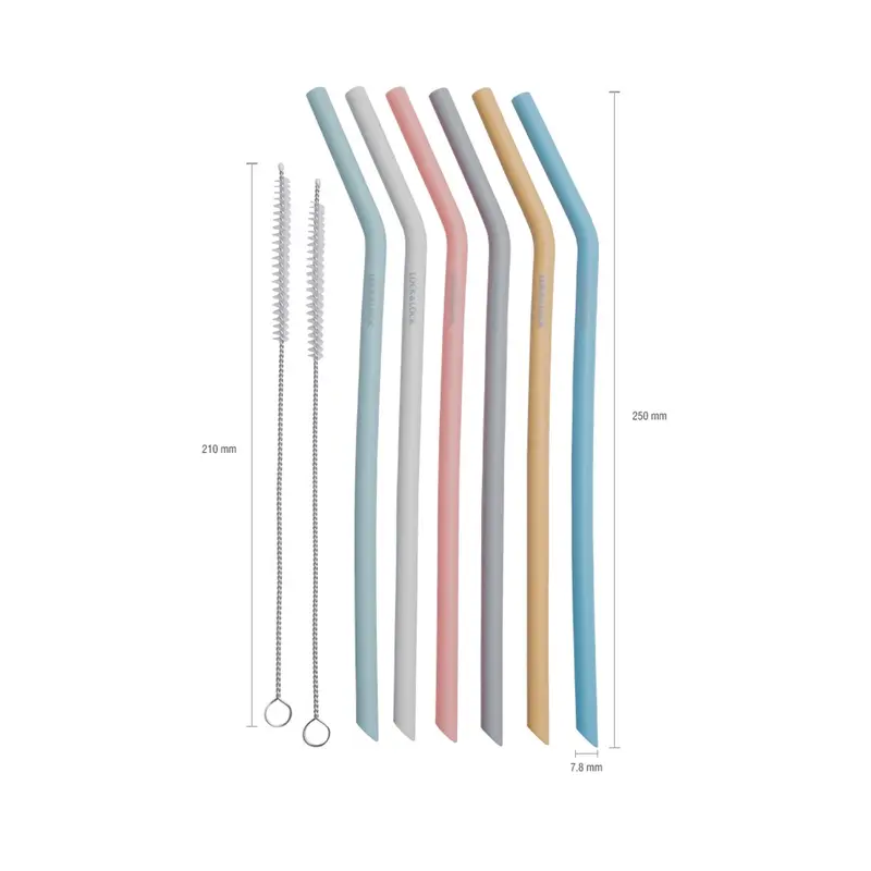 Bộ 6 ống hút silicone Lock&Lock TLL080 [ chịu nhiệt tốt - kèm 2 cọ rửa - có thể tái sử dụng ] - hàng chính hãng 4