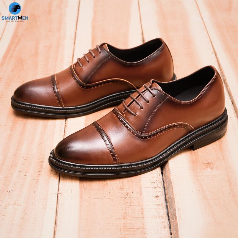 Giày tây nam công sở GD400-N Thiết kế và sản xuất bởi Smartmen kiểu dáng Oxford sang trọng lịch sự da bò cao cấp đế cao su đúc nguyên khối có đệm khí cực êm chân.