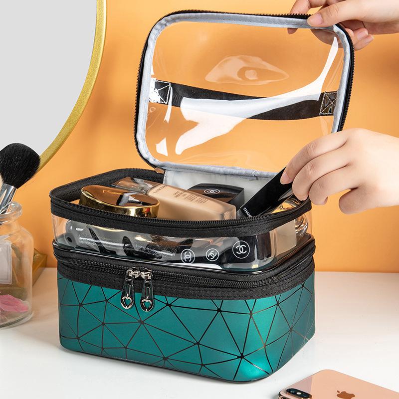Product Introduction of Double Portable Large Capacity Makeup Bag Korean Version Ringer Travel Multifunctional Toiletry Bag Portable Storage Bag 1