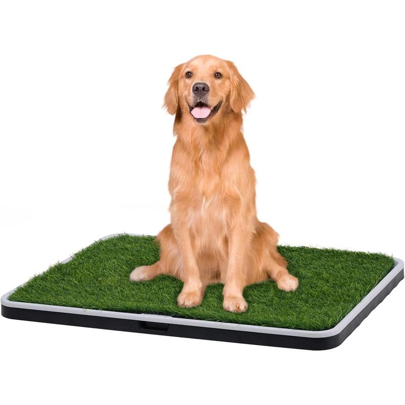 TikTok Shop Dog Grass Pad with Tray Artificial Grass Pee Pad Reusable Training Potty Pad for Indoor and Outdoor Use