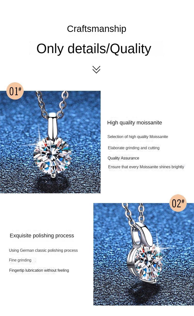 Product Introduction of XL77  S925 Sterling Silver Pendant Clavicle Chain Diamond Necklace Classic Simple 1 Karat D Color Moissanite Items ဘယက်  ဆွဲကြိုး925 jew erly tsavorite moissanite fine  jewelry promise  ring diamond  ring promise  ring atta  jewelry silver  925 6