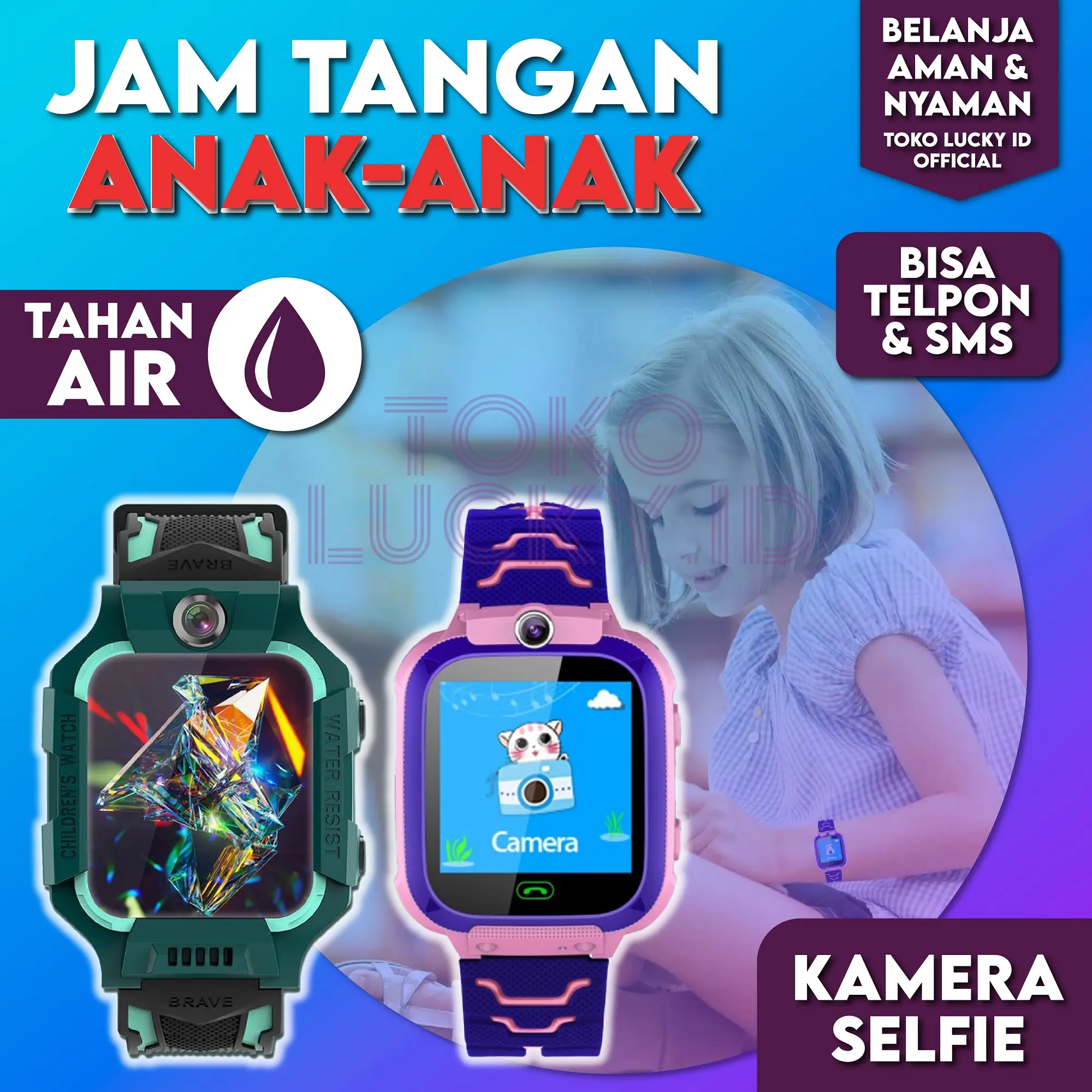 Kids Smartwatch Dual Kamera IPX4 GPS Emergency Jam Anak Digital Watch Call Multifungsi Tahan Air Layar Telepon