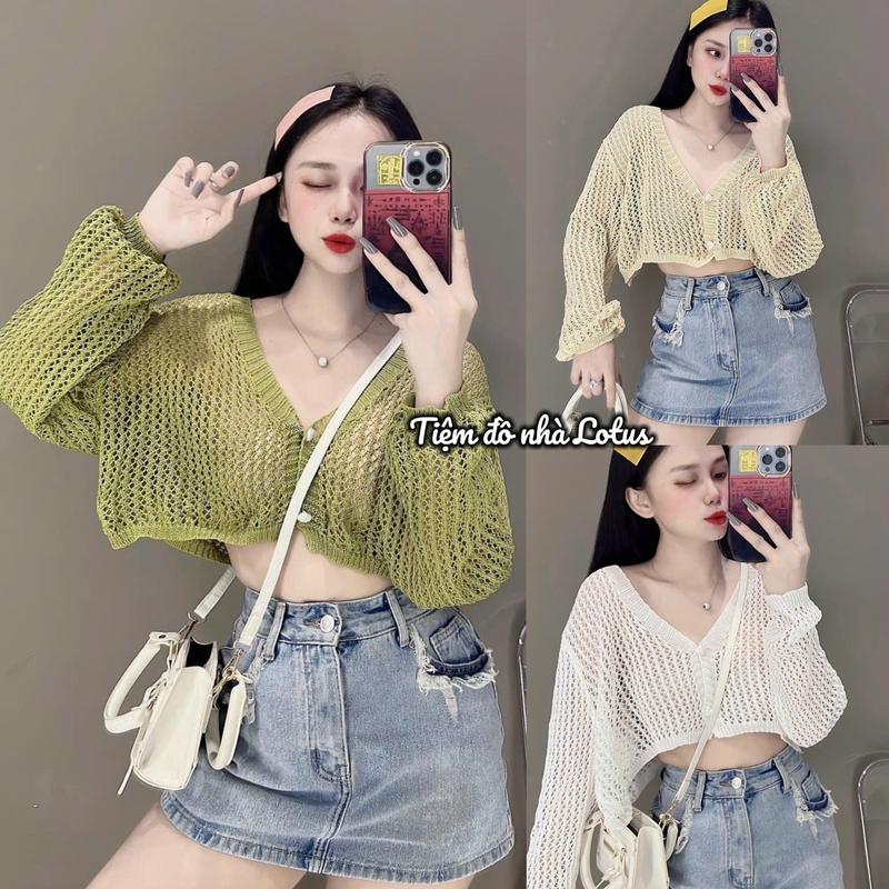 Áo Khoác Cadigan KHÔNG KÈM ÁO QUÂY Lưới Nút Ngọc Tiệm đồ nhà Lotus Kiểu Dáng Trẻ Trung xinh Phù Hợp Khoác Ngoài Bikini Áo - Váy Hai Dây Cực Xinh MBI05-1580