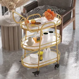 Gold Marble Serving Trolley / Troli Makanan Service Emas