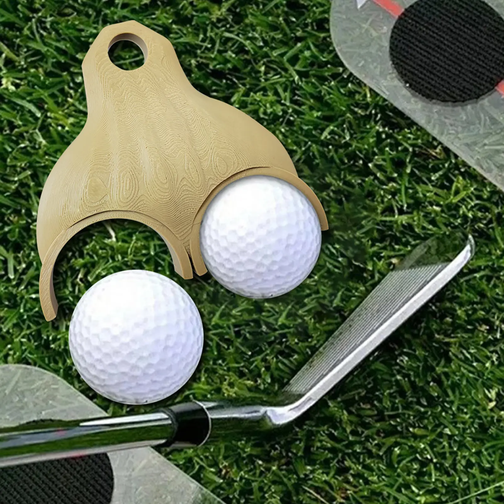 Swazsdk Golf Ball Holder Portable Golf Ball Stand with Hanging Hole Ball Sack Design Golf Ball Storage Holder for Uncle Dad Grandpa Golfer Holds 2 Balls