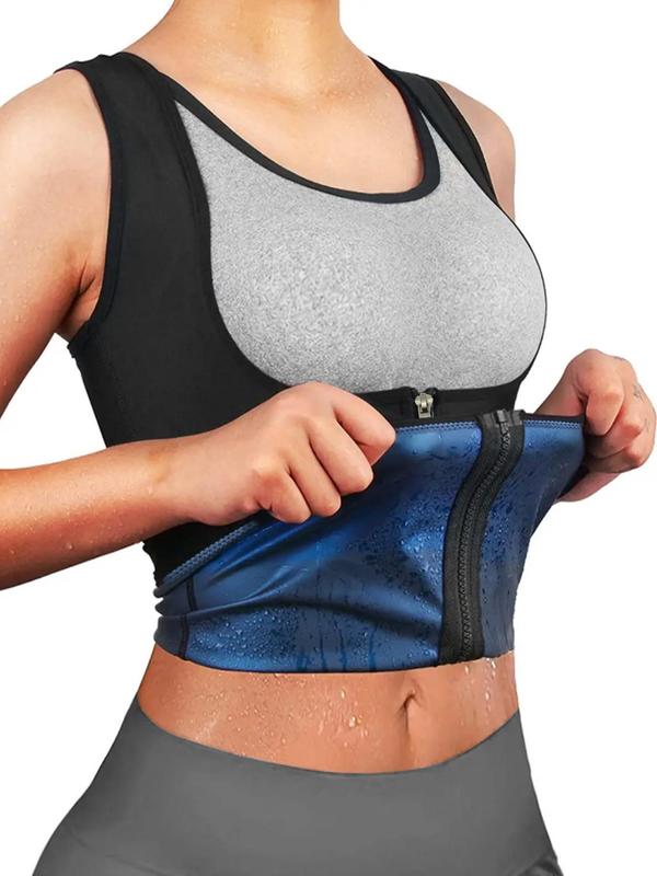 Women's 1 Piece Solid Zipper Compression Shapewear Top, Minimalist Comfort Womenswear Activewear, Racerback Design Body Shaper for Women, Fashion Basic Ladies Shaperwear for Indoor Outdoor Sports 3