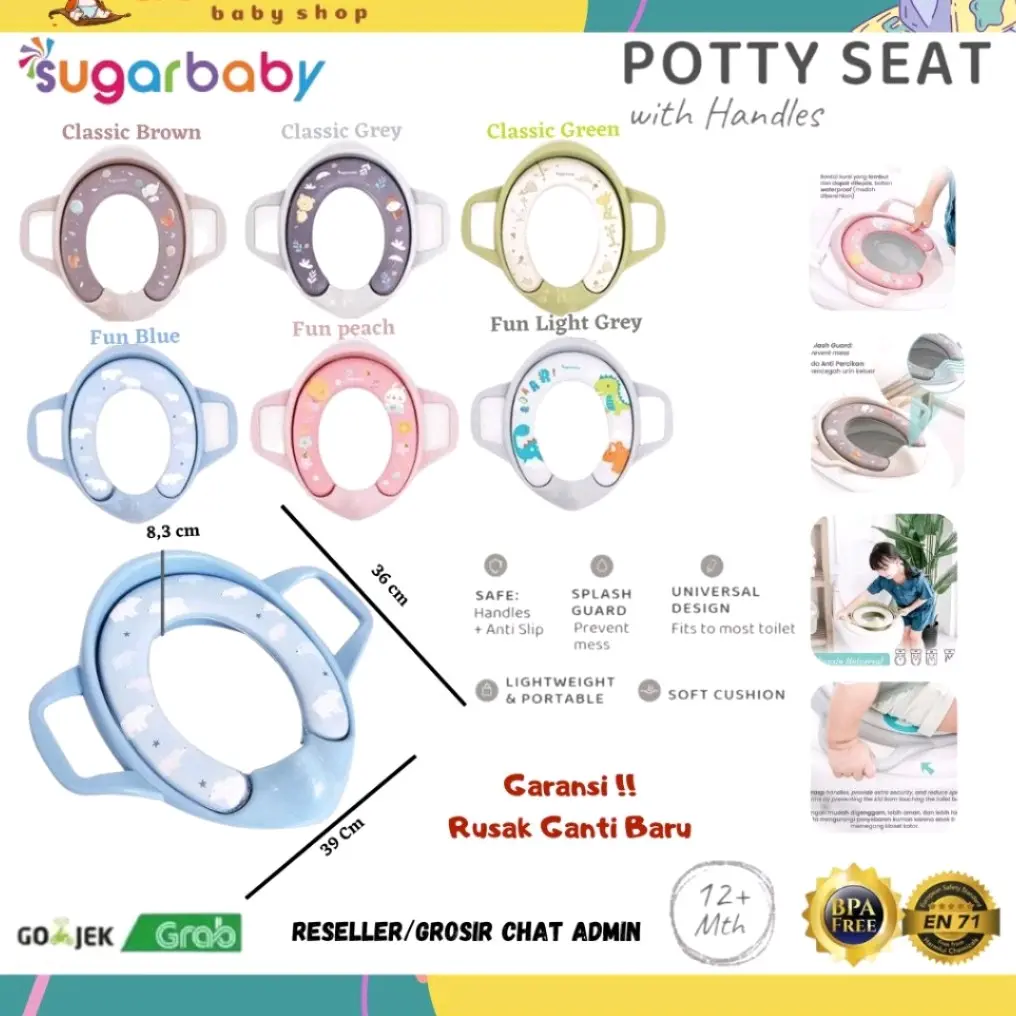 {FREE BUBBLE WRAP}BalitaSugarbaby Potty Seat With Handles & Splash Guard/ Dudukan Toilet Anak Potty