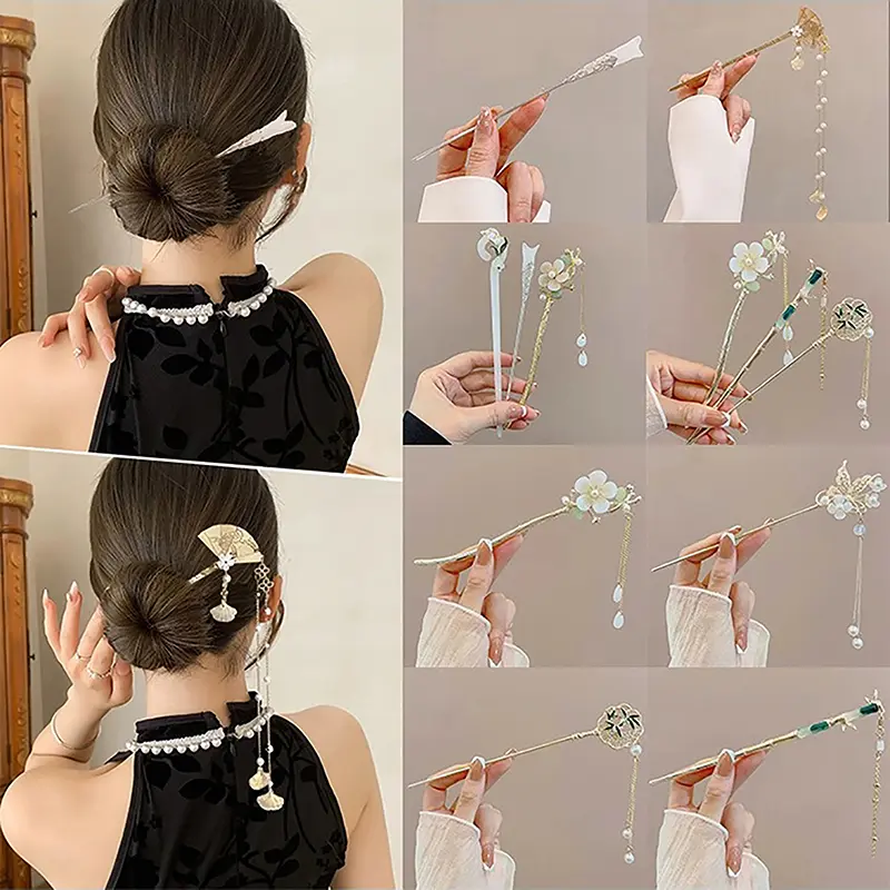 Ghim Cài Tóc Trung Quốc Cổ Điển Cho Nữ, Ghim Cài Tóc Thủ Công Tươi Mới, Bướm, Hoa, Ngôi Sao, Phụ Kiện Quyến Rũ, Đồ Trang Trí Tóc 2