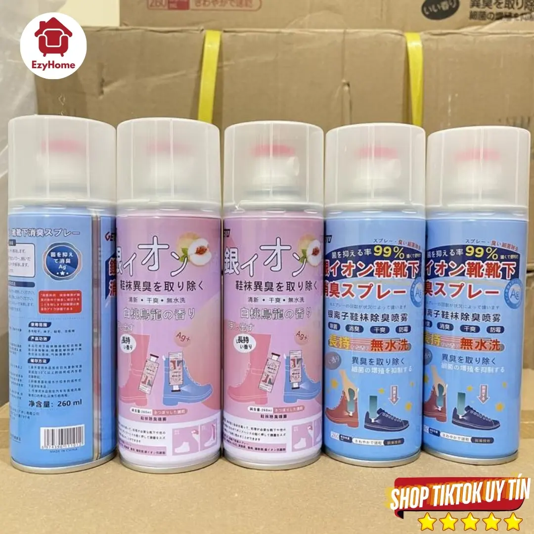 COMBO 5 Chai Xịt Khử Mùi Giày - Bình Xịt Khử Mùi Hôi Chân Với Công Nghệ Nano Bạc Nhật Bản