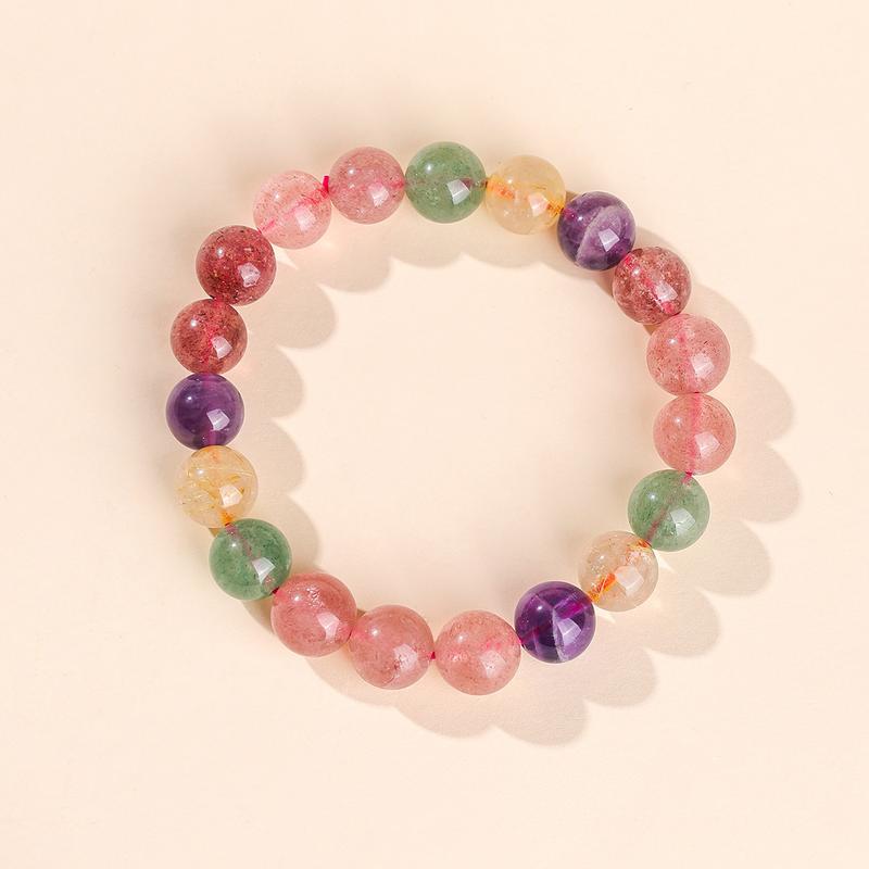 Vòng Tay Đính Cườm, Cao Cấp, Đá Tourmaline Tự Nhiên, Nhiều Viên Đá Quý, Đỏ Và Xanh Lá Cây Strawberry Thạch Anh, Vòng Tròn Đơn, Kẹo Và Màu Cầu Vồng vòng  đá  phong  thuỷ  tinh  lâm  với  chất  đá  hoàn  toàn  tự  nhiên trang  sức 2