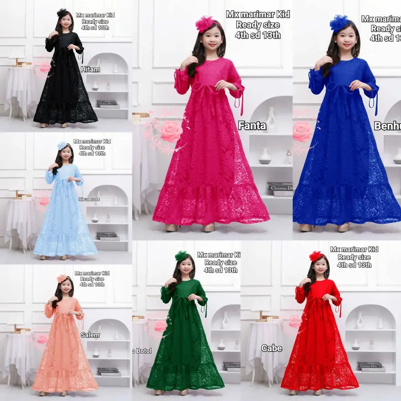 DRESS MAXI ANAK BRUKAT / DRESS GAUN ANAK ELEGAN / DRESS MAXI ANAK PEREMPUAN  / DRESS ANAK MODEL KEKINIAN/ DRESS MAXI ANAK USIA 4-13 TAHUN / Fashion 0