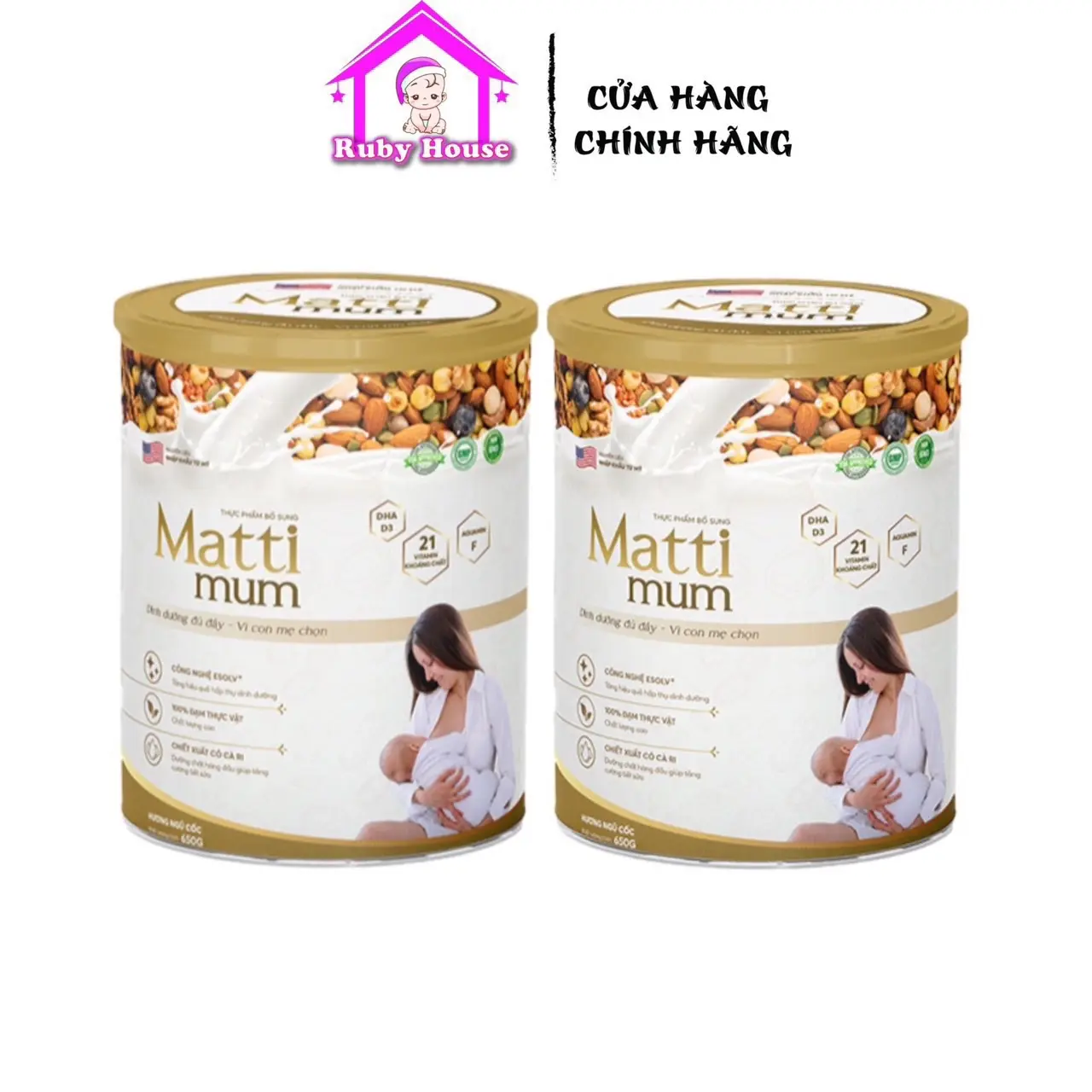Combo 2 lon sữa hạt Matti Mum 650g hỗ trợ lợi sữa cho mẹ sau sinh
