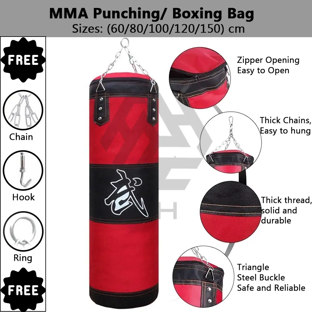 3H Fitness Punching Bag MMA GYM  Sanda Muay Thai Kicking Boxing Sand Punching Bag Sandbag [60,80,100,120, 150cm]