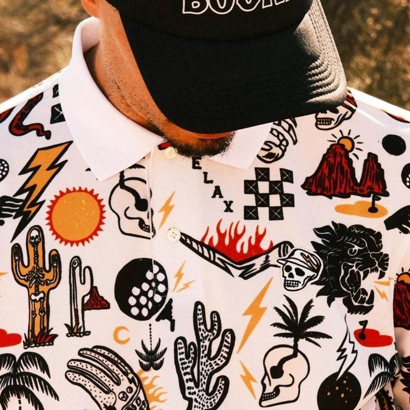 Product Introduction of 2025 American Graffiti Golf Men's Lapel Short-Sleeved T-shirt Summer Loose New Polo Shirt Casual Trend Polo 4