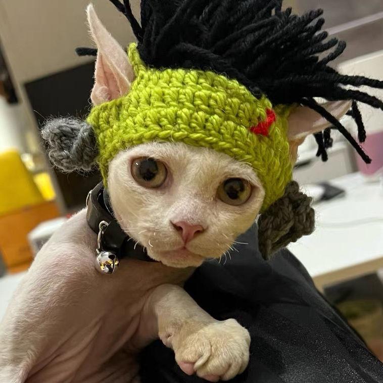 Product Introduction of Che Đầu Mèo Sphinx, Mèo Không Lông, Mũ Vui Nhộn Mèo Punk Mũ Tiệp Lộn Cho Thú Cưng Afro, Thích Hợp Cho Chó 5