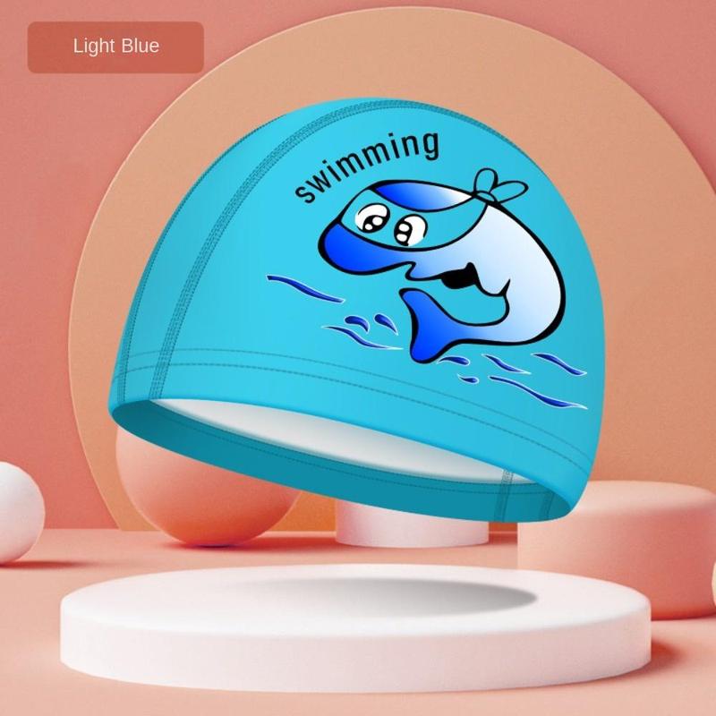 Product Introduction of Sports Accessories PU Coated Swimming Caps Silicone Durable Cartoon Printed Pool Bathing Hats Waterproof Free Size Swimsuit Girls 20