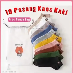 [10 Pasang] Kaos Kaki Beruang/Bear Kemasan Pouch