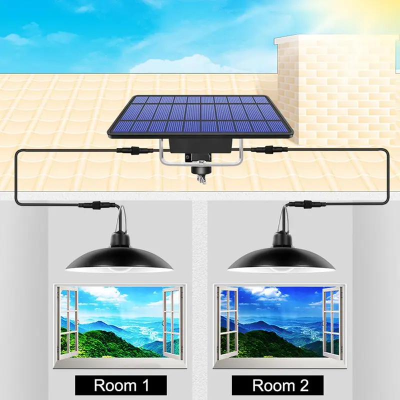 Solar Powered Outdoor LED Light, 1 Count Waterproof Double Head Solar Hanging Light, Fashionable Landscape Solar Light for Outdoor Decoration 4