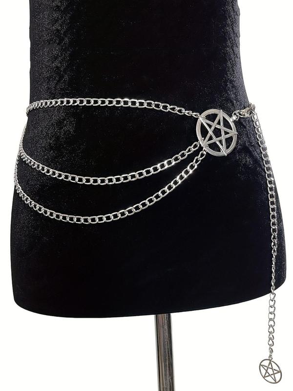 Hollow Out Star Design Chain Belt, Y2k Style Layered Waist Chain, Elegant Clothes Accessories for Women 2