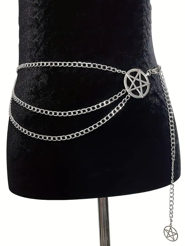 Hollow Out Star Design Chain Belt, Y2k Style Layered Waist Chain, Elegant Clothes Accessories for Women 2