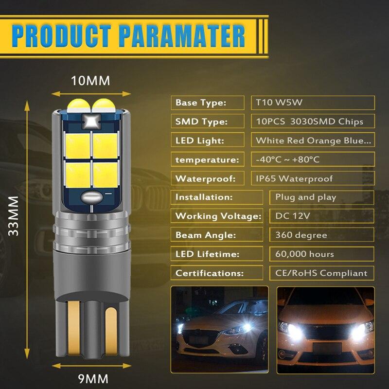 Đèn Led Công Viên, T10, 12V và 24V, Tương thích với Xe Tải, Xe Máy, Xe Tay Ga và Ô Tô, Đèn Vị Trí T10 W5W, Đèn Biển Số, Chức Năng DRL 8