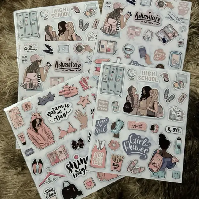 Stiker Aesthetic Girl untuk Laptop, Tumblr HP, dan Diary - Vinyl Anti Air dengan Laminasi Glossy/Doff - Book - Paper, Sticker Stationery 2
