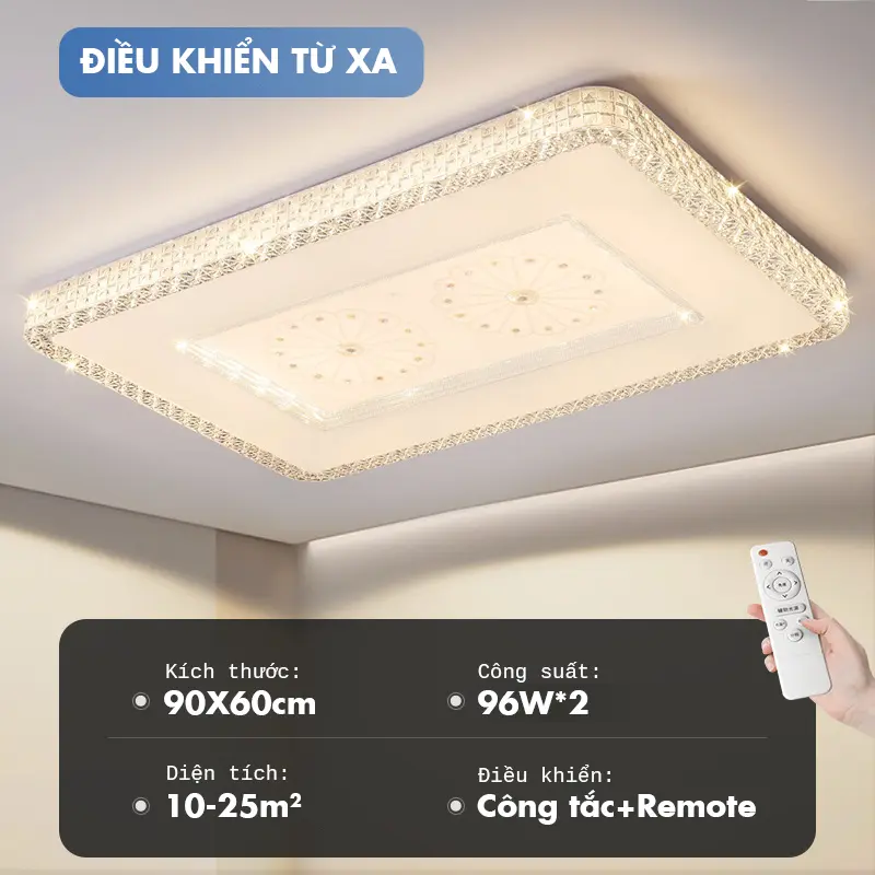 Đèn trần kích thước lớn/ Ánh sáng 3 màu/ Thay đổi độ sáng tùy ý- Phòng khách, phòng ăn/ nhiều kiểu dáng (Bảo hành 12 tháng)