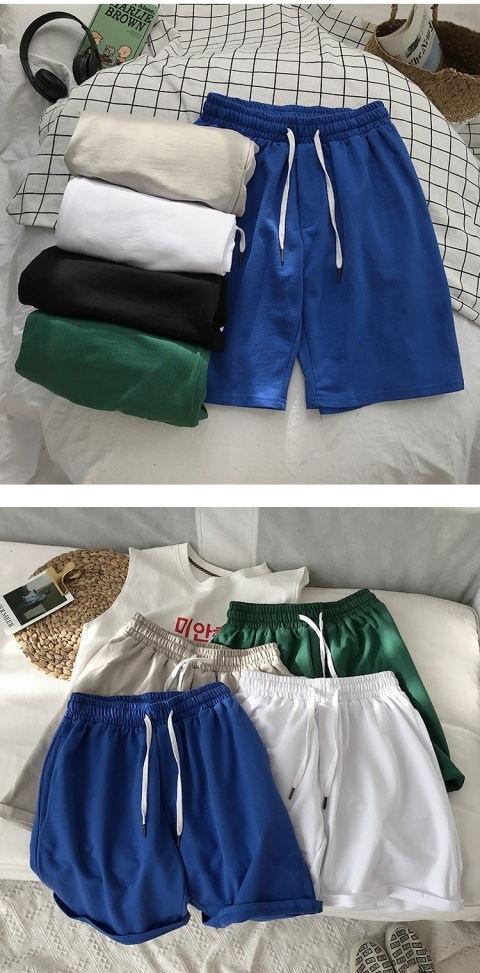 Product Introduction of Men's Sports Shorts Summer New Japanese Style Solid Color Simple Thin Loose Fit Five-Point Beach Shorts for Couples 7