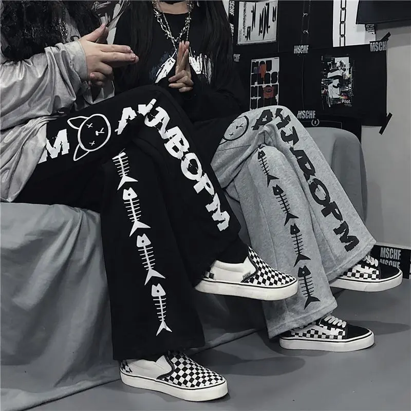 Quần Ống Đứng Phong Cách Harajuku, Thường Ngày Phong Cách Ins, Dành Cho Học Sinh Nữ, Phong Cách Hàn Quốc, Mùa Thu Dáng Rộng, Quần Ống Rộng Thể Thao, Thiết Kế Ống Khói Hợp Xu hướng Pants Women