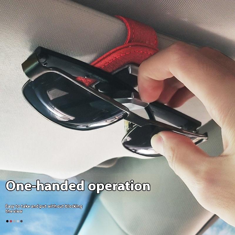 Car Sunshade Glasses Clip Multifunctional Bill Storage Car Sunglasses Bracket Creative Cow Leather Car Supplies 4