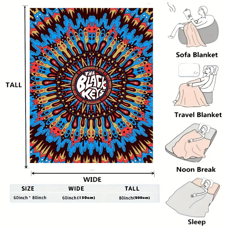 Colorful Printed Soft Blanket, 1 Count Casual Soft Throw Blanket, Air-conditioned Room  Warm Nap Blanket for Home Office Travel 2