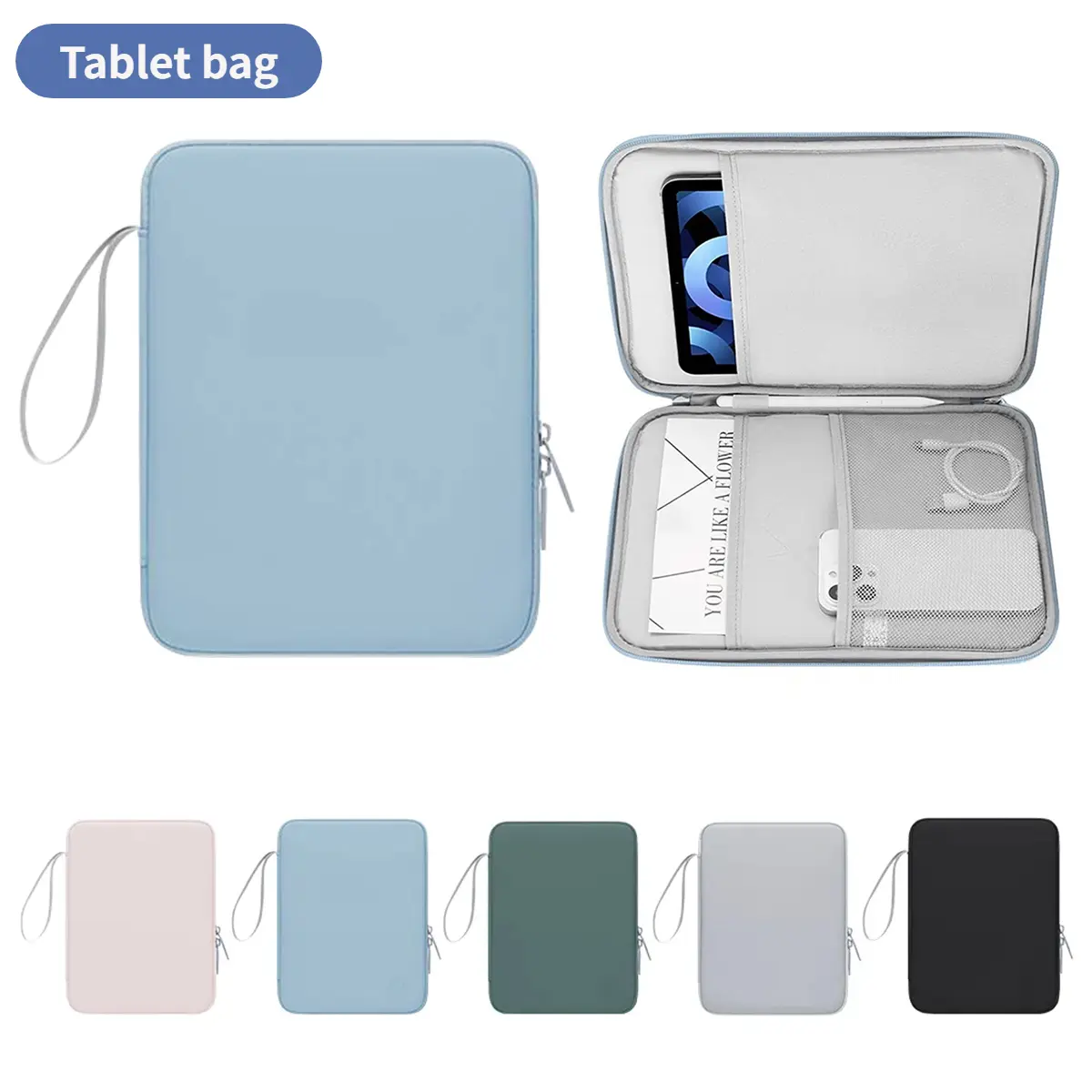 Beg PC Tablet, 10.9-12.9-Inci, Sesuai untuk iPad, Samsung, Huawei, Xiaomi, Lenovo, Beg Tidur, Kalis Kejutan, Pelbagai Poket, Warna Merah Jambu, Perlindungan Komputer Pegang Tangan Laptop Pvc