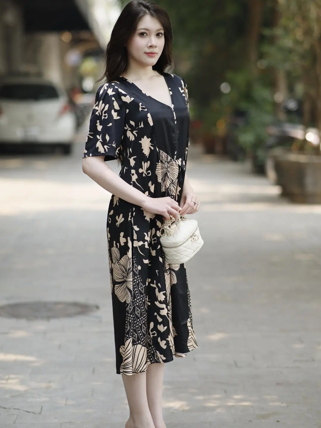 B23 - Váy lụa trung niên che khuyết điểm cực tốt khi đi chơi , dự tiệc . Mã B23 Nữ Women