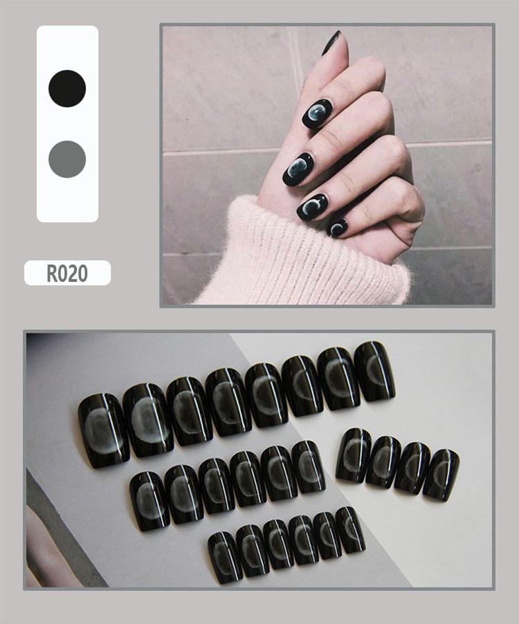 Product Introduction of Fake Nails Finished Stickers Cute Nail Stickers Wearable Nail Stickers Removable Fake Nail Pieces 24 Pieces 22